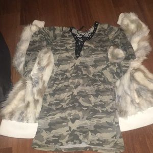 Army fatigue tie up dress